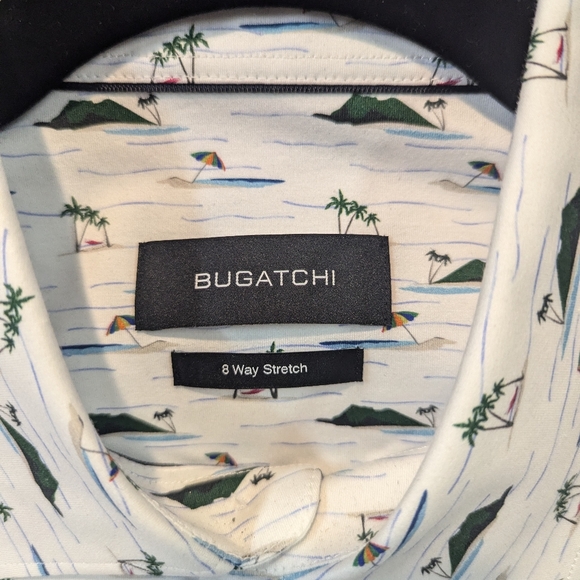 Bugatchi short sleeve tropical print white size Large - Picture 3 of 6
